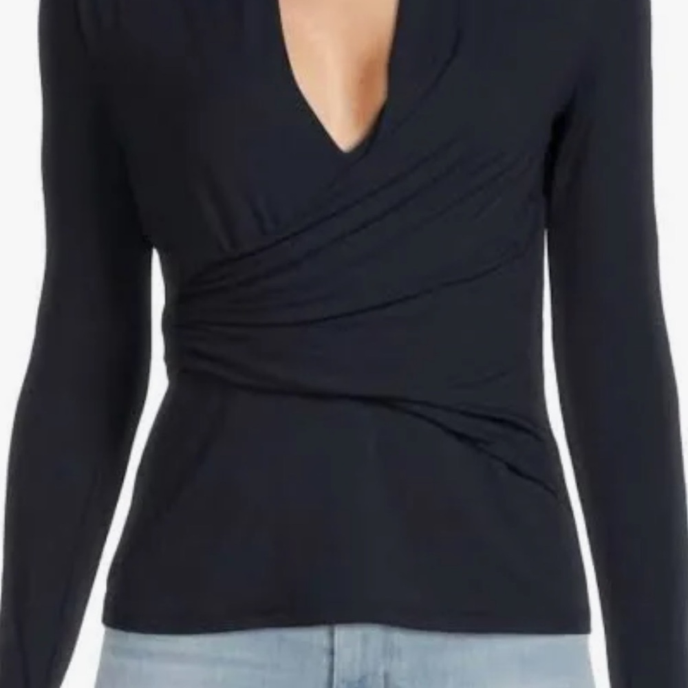 Bailey 44 Navy Blue  Long Sleeve Wrap Blouse